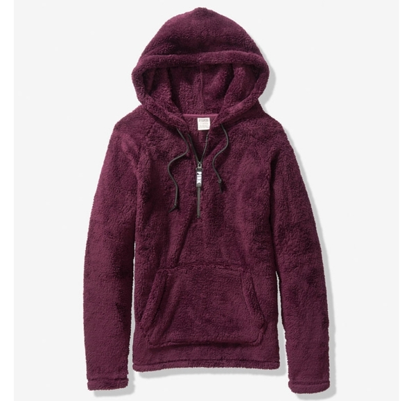 PINK Victoria's Secret Tops - BEAUTIFUL PINK VS SHERPA HOODIE SIZE L